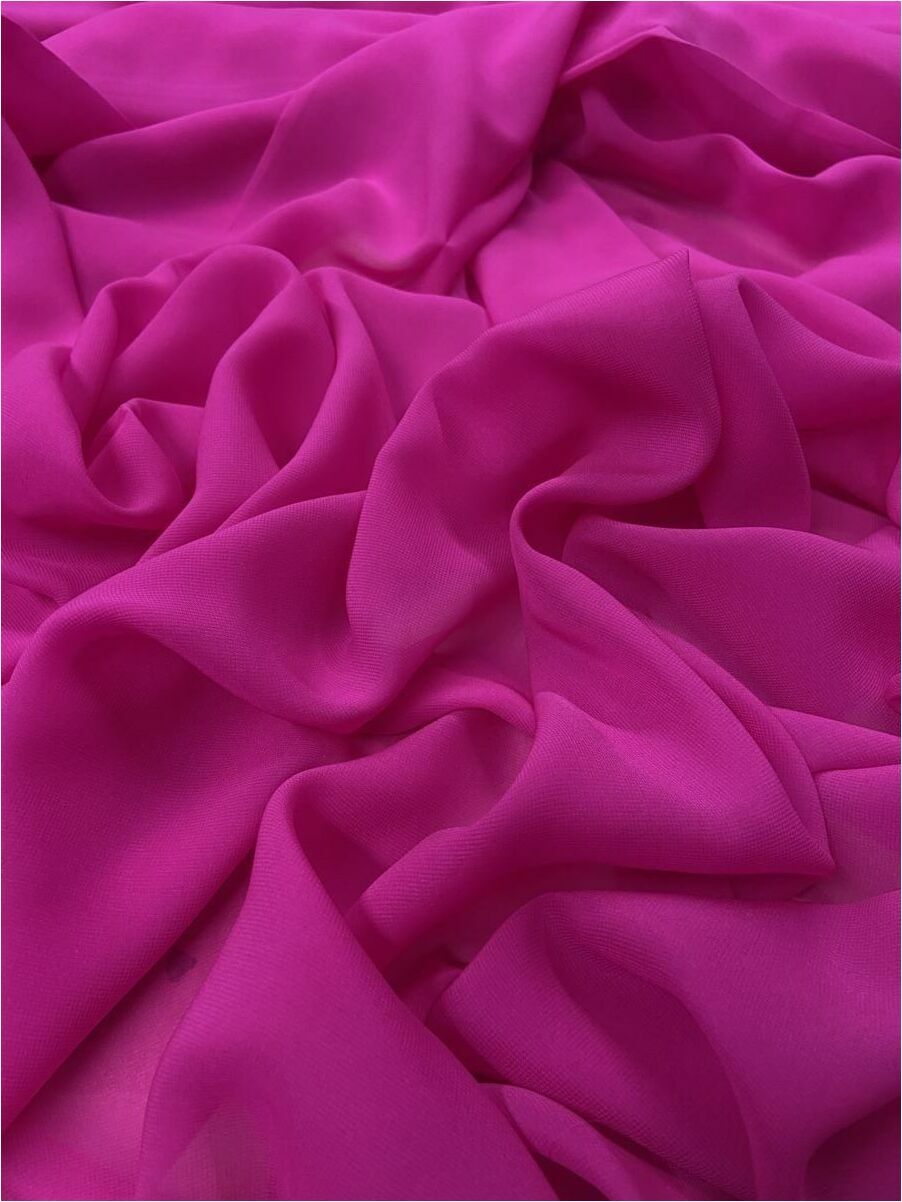 Silk Nano Chiffon 1 Meter Fuchsia Fabric (col-12)