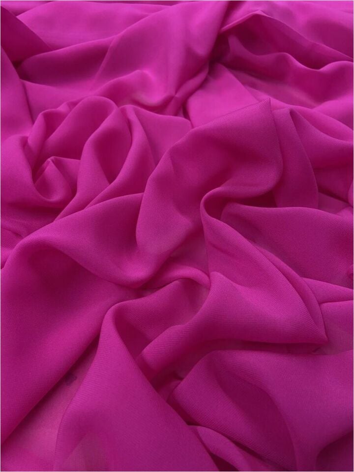 Silk Nano Chiffon 1 Meter Fuchsia Fabric (col-12)