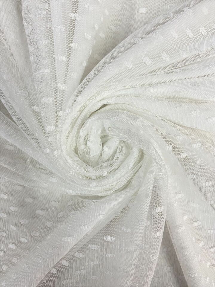 Puantiye Tül 1 Metre Kırık Beyaz Kumaş (col-01)