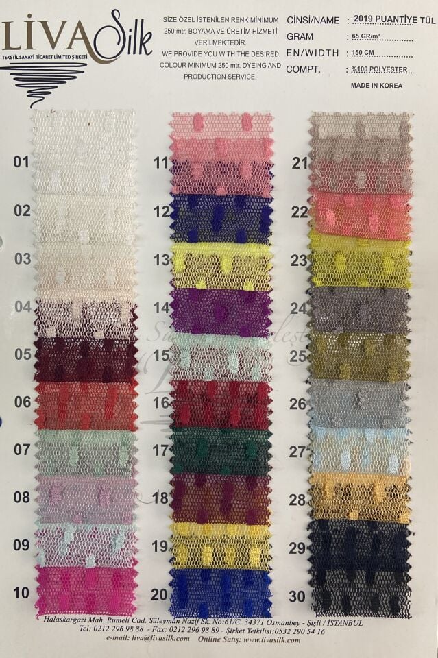 Puantiye Tül 1 Metre Kırık Beyaz Kumaş (col-01)