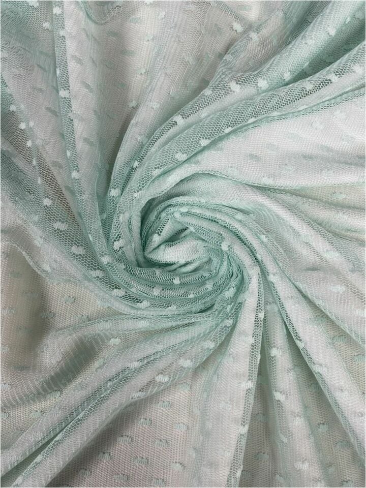 Puantiye Tül 1 Metre Mint Mavi Kumaş (col-09)