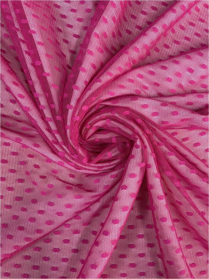 Puantiye Tül 1 Metre Fuşya Kumaş (col-10)