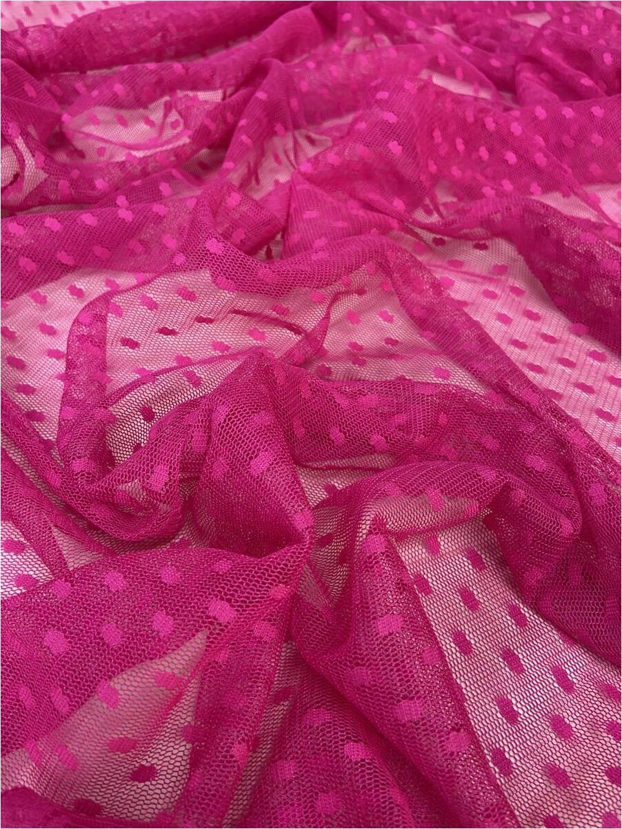 Puantiye Tül 1 Metre Fuşya Kumaş (col-10)