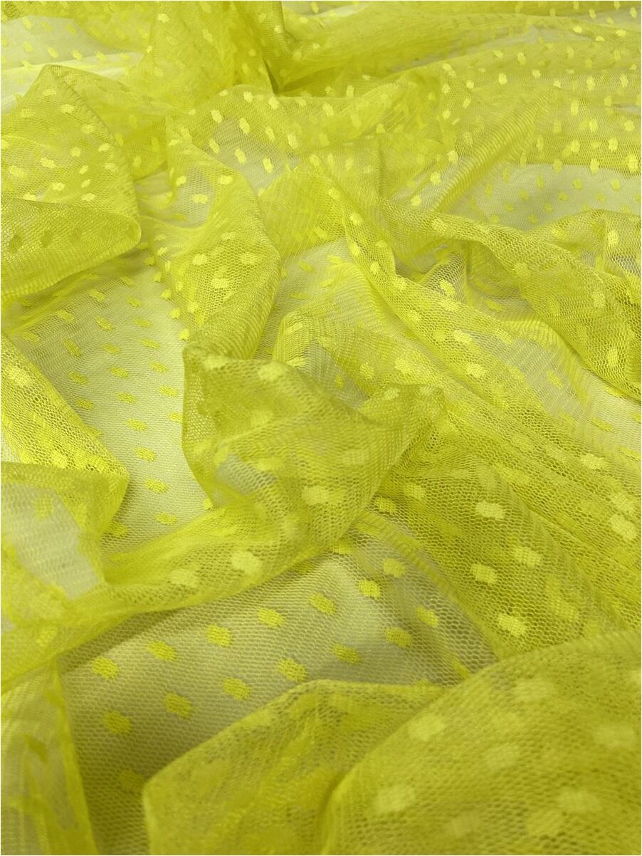 Polka Dot Tulle 1 Meter Yellow Fabric (col-13)
