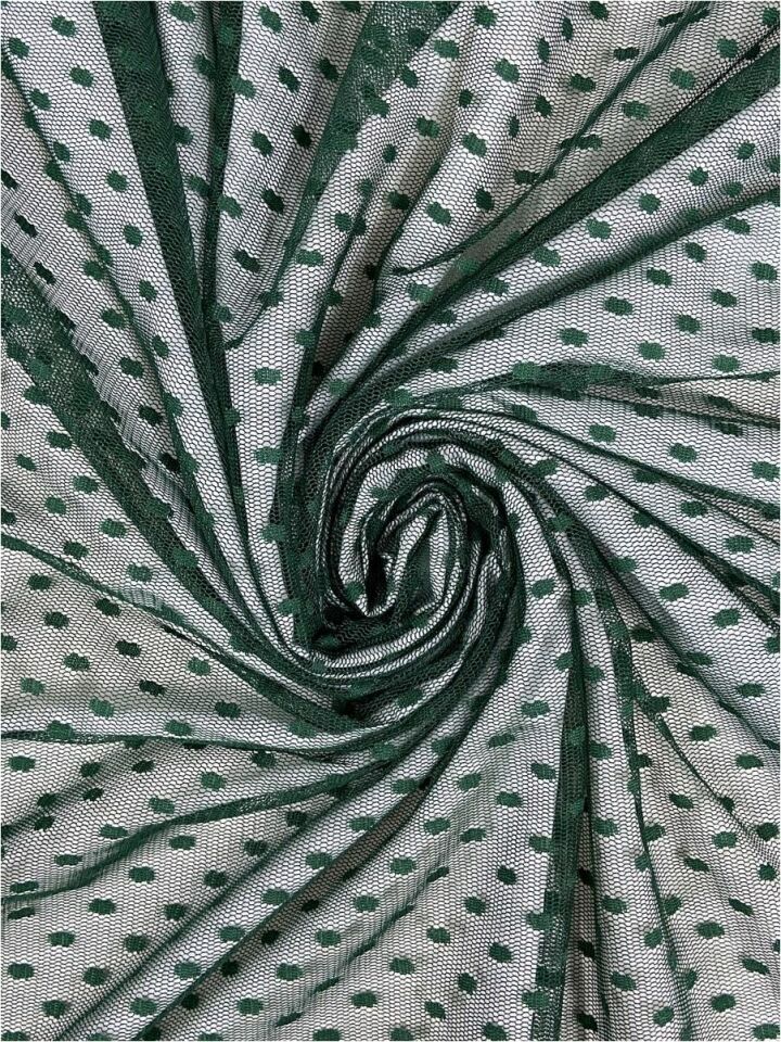 Puantiye Tül 1 Metre Yeşil Zümrüt Kumaş (col-17)