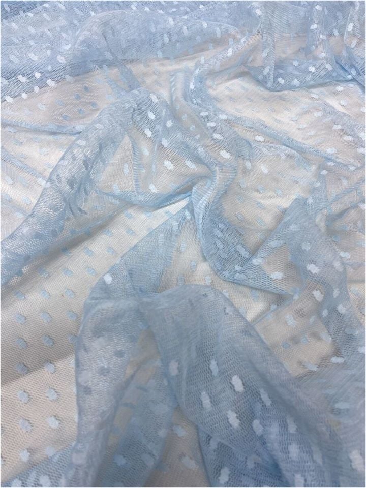 Puantiye Tül 1 Metre Baby Blue Kumaş (col-27)