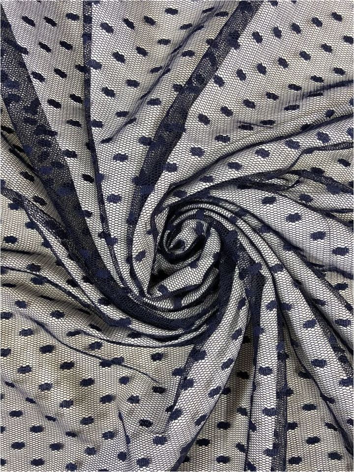 Тюль в горошек, темно-синяя ткань длиной 1 метр (col-29)