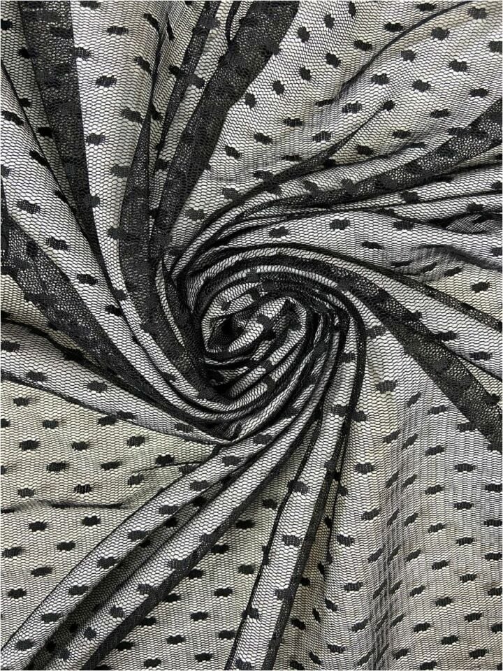 Puantiye Tül 1 Metre Siyah Kumaş (col-30)