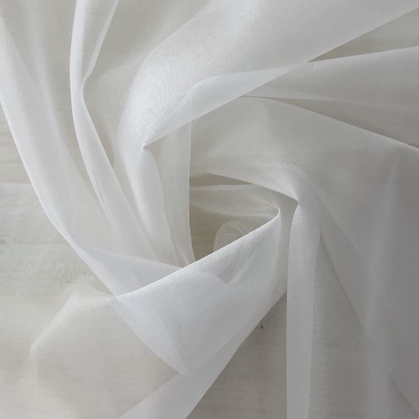 Шелковая органза, белая ткань PFD длиной 1 метр (col-01)