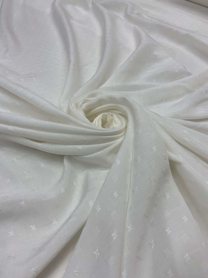 Italian Brocade Jacquard Vegan 1 Meter Off White Fabric (col-1)