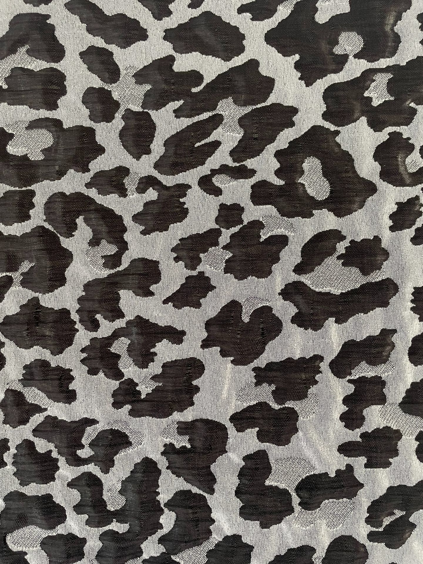 Pamuk Likra Brokar 1 Metre Siyah Leopar Kumaş (col-2024-02)