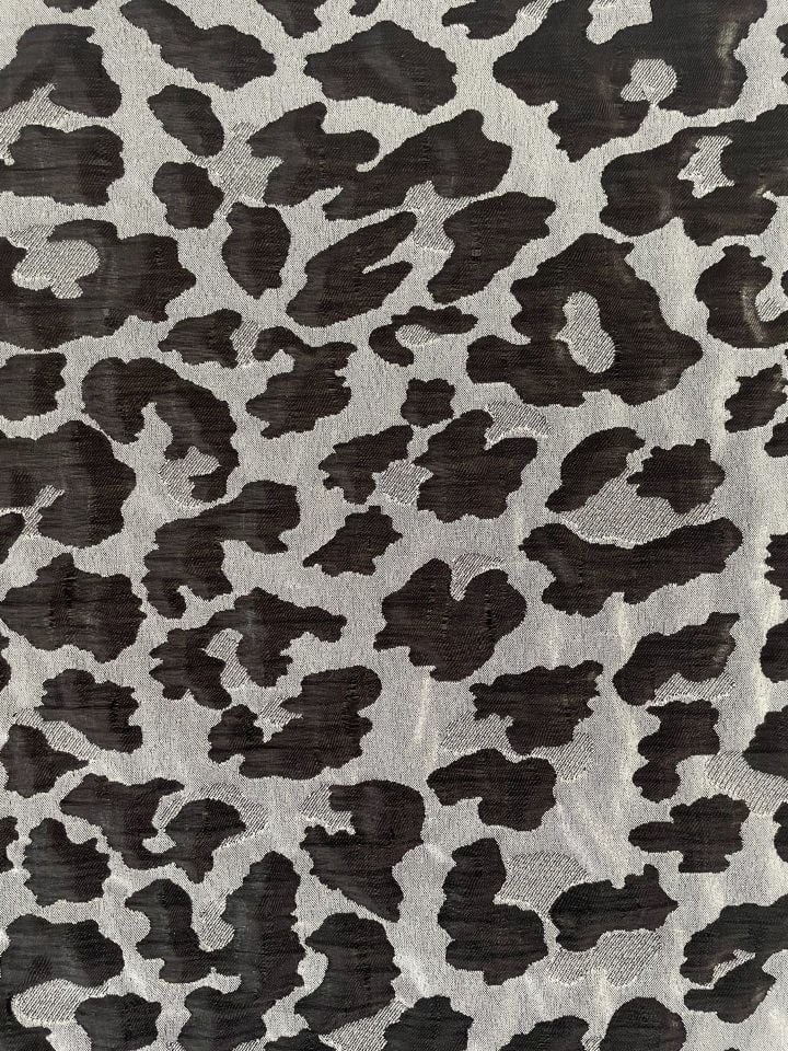 Pamuk Likra Brokar 1 Metre Siyah Leopar Kumaş (col-2024-02)