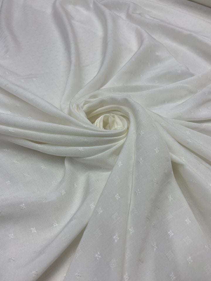 Vegan Italian Brocade Viscose Jacquard Fabric Off-White (col-2024-5005)