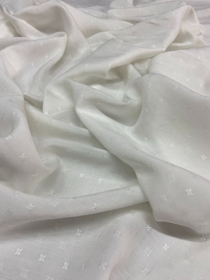 قماش جاكار فيسكوز بروكيد إيطالي نباتي أبيض فاتح (col-2024-5005)