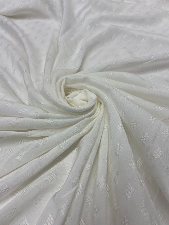 Vegan Italian Brocade Viscose Jacquard Fabric Off-White (col-2024-5008)