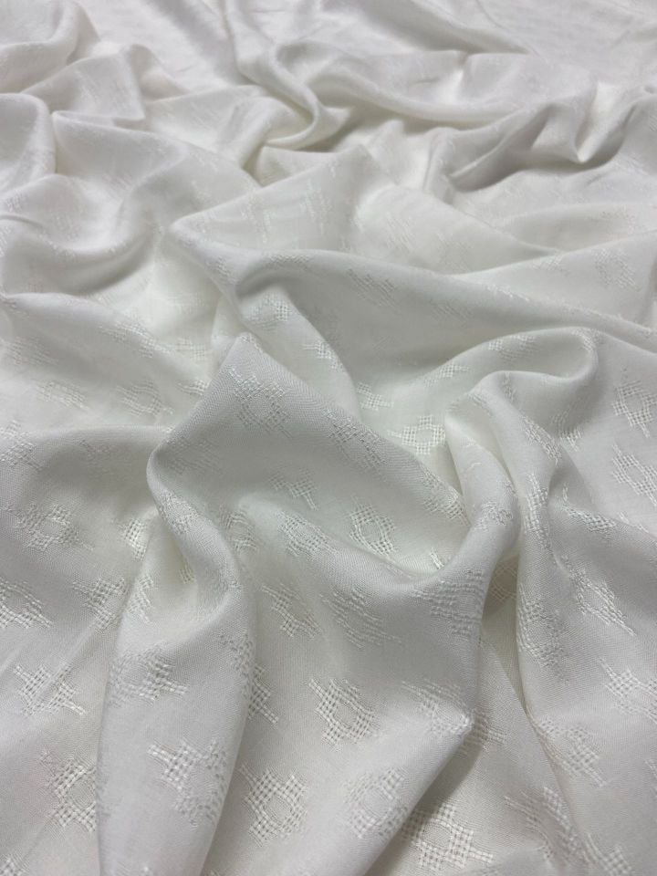 Vegan İtalyan Brokar Viskon Jakar Kumaş Off-White (col-2024-5002)