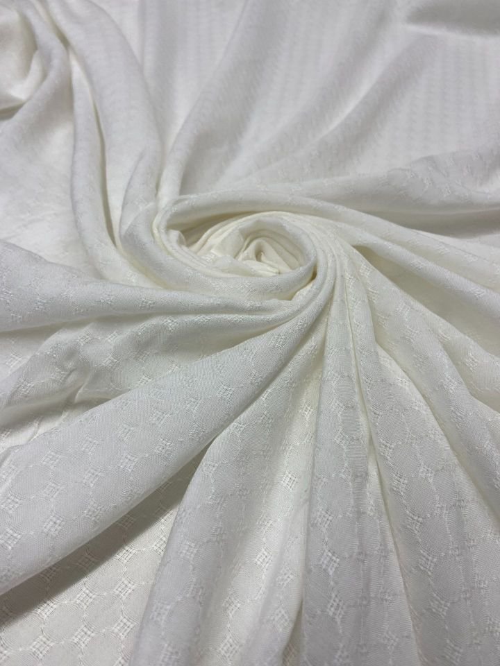 Vegan İtalyan Brokar Viskon Jakar Kumaş Off-White (col-2024-5003)