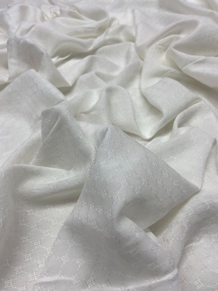 Vegan Italian Brocade Viscose Jacquard Fabric Off-White (col-2024-5003)
