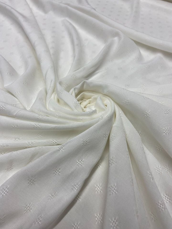 Vegan Italian Brocade Viscose Jacquard Fabric Off-White (col-2024-5004)