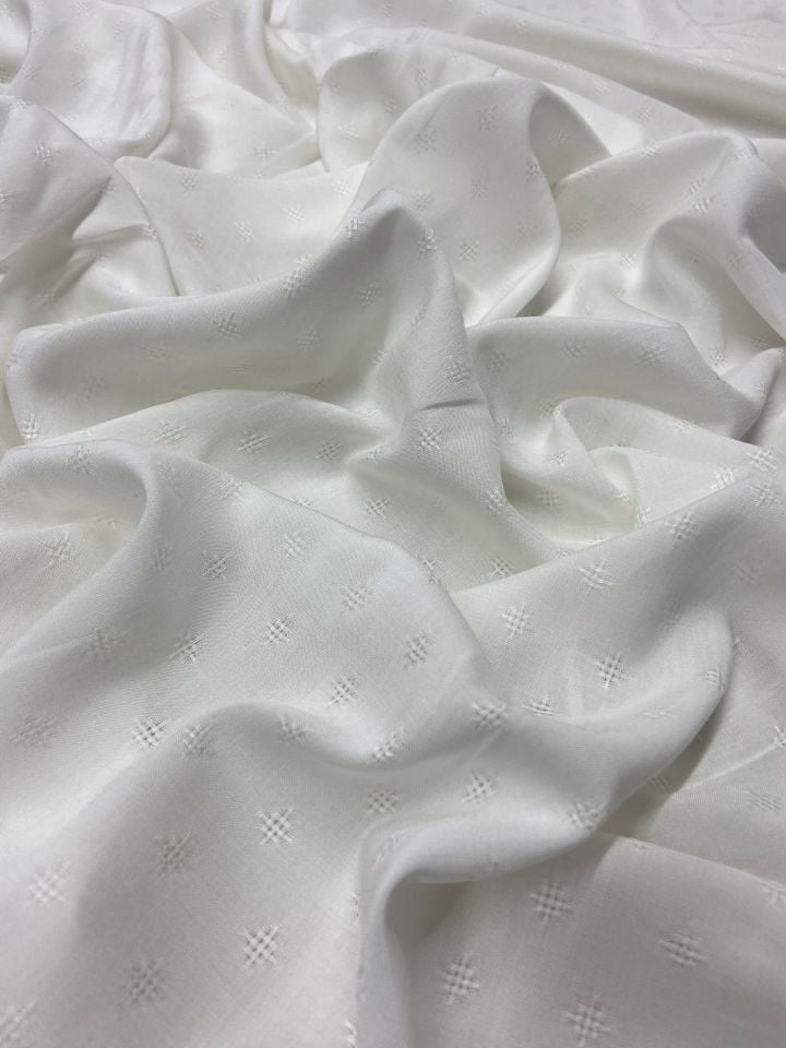 Vegan Italian Brocade Viscose Jacquard Fabric Off-White (col-2024-5004)