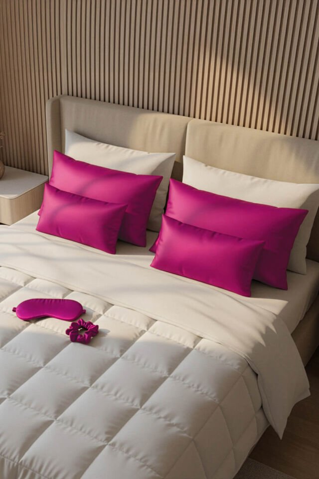 %100 İpek Yastık Kılıfı 50x70 cm - Fuşya