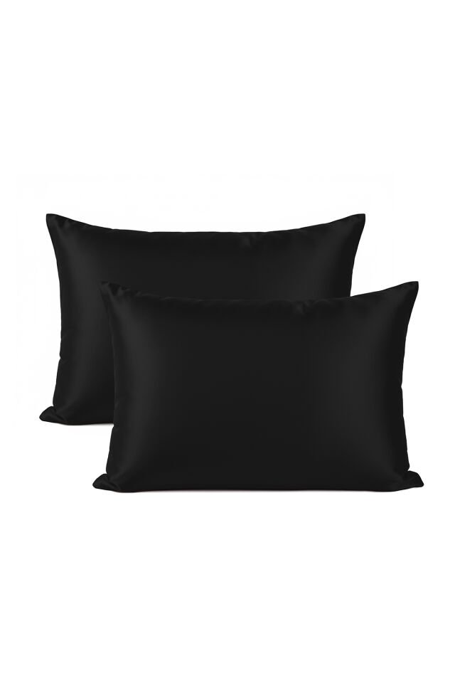 %100 İpek Yastık Kılıfı 50x70 cm - SİYAH