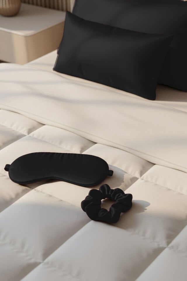 %100 İpek Yastık Kılıfı 50x70 cm - SİYAH