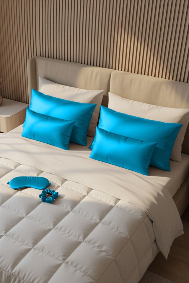 %100 İpek Yastık Kılıfı 50x70 cm - TURKUAZ