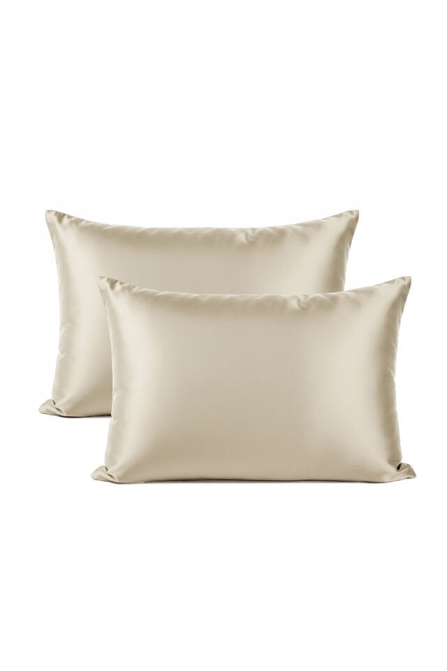 %100 İpek Yastık Kılıfı 50x70 cm - BEJ TAŞ