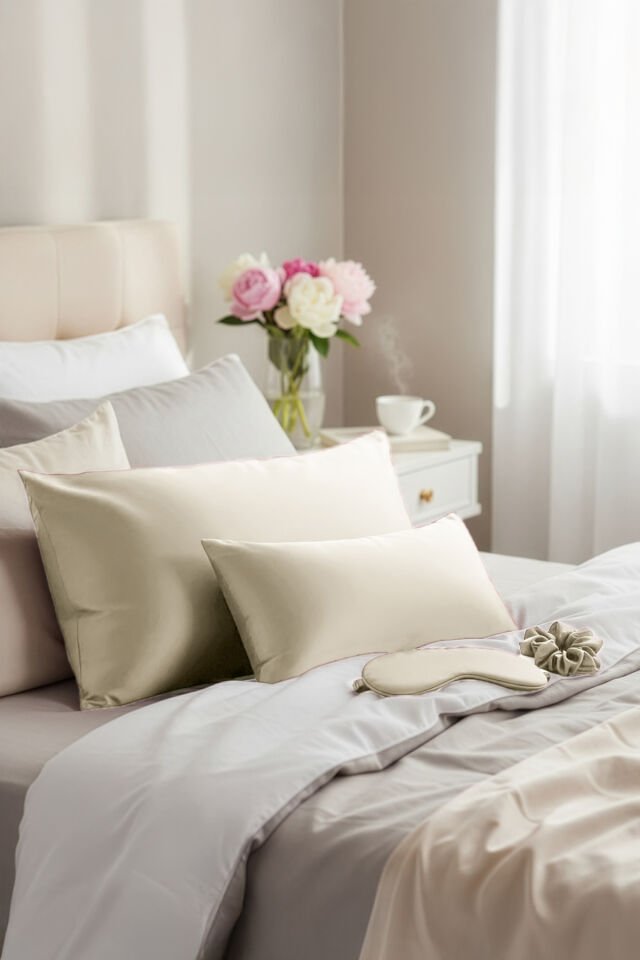 %100 İpek Yastık Kılıfı 50x70 cm - BEJ TAŞ