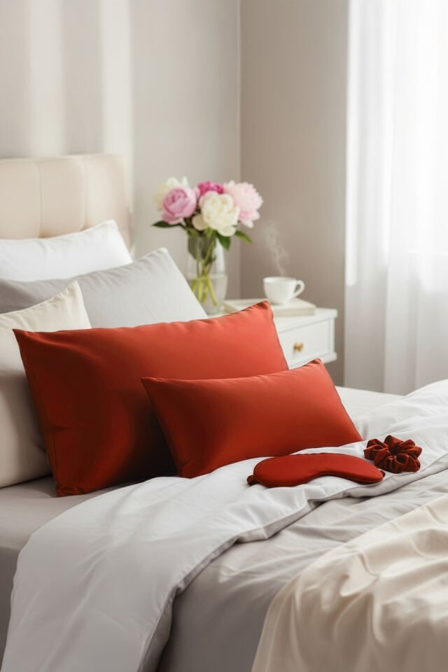 %100 İpek Yastık Kılıfı 50x70 cm - VALENTINO KIRMIZI