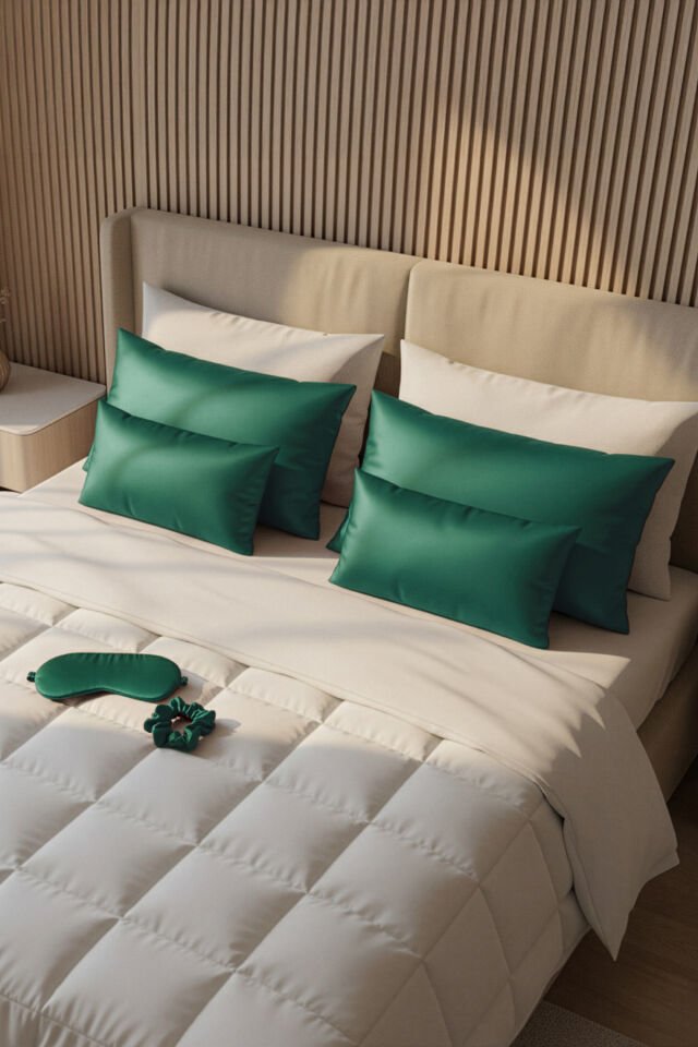 %100 İpek Yastık Kılıfı 50x70 cm - ZÜMRÜT YEŞİLİ