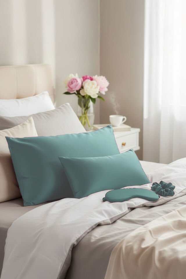 %100 İpek Yastık Kılıfı 50x70 cm - NEFTHİ YEŞİLİ