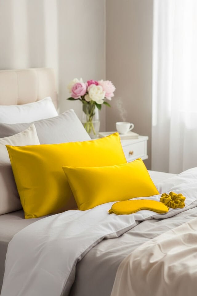 %100 İpek Yastık Kılıfı 50x70 cm - SARI