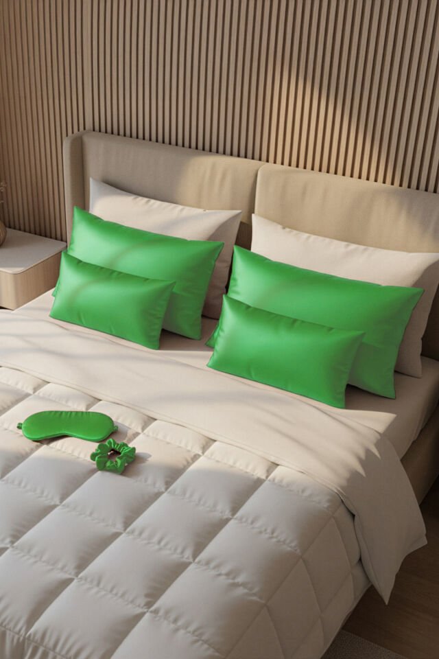 %100 İpek Yastık Kılıfı 50x70 cm - BENETTON ÇİMEN YEŞİLİ