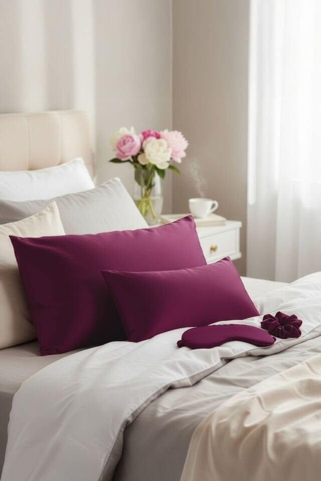 %100 İpek Yastık Kılıfı 50x70 cm - FUŞYA VİŞNE ÇÜRÜĞÜ