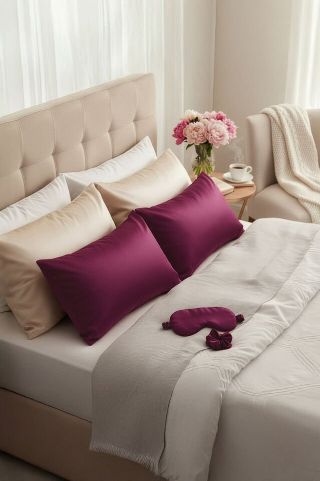 %100 İpek Yastık Kılıfı 50x70 cm - FUŞYA VİŞNE ÇÜRÜĞÜ