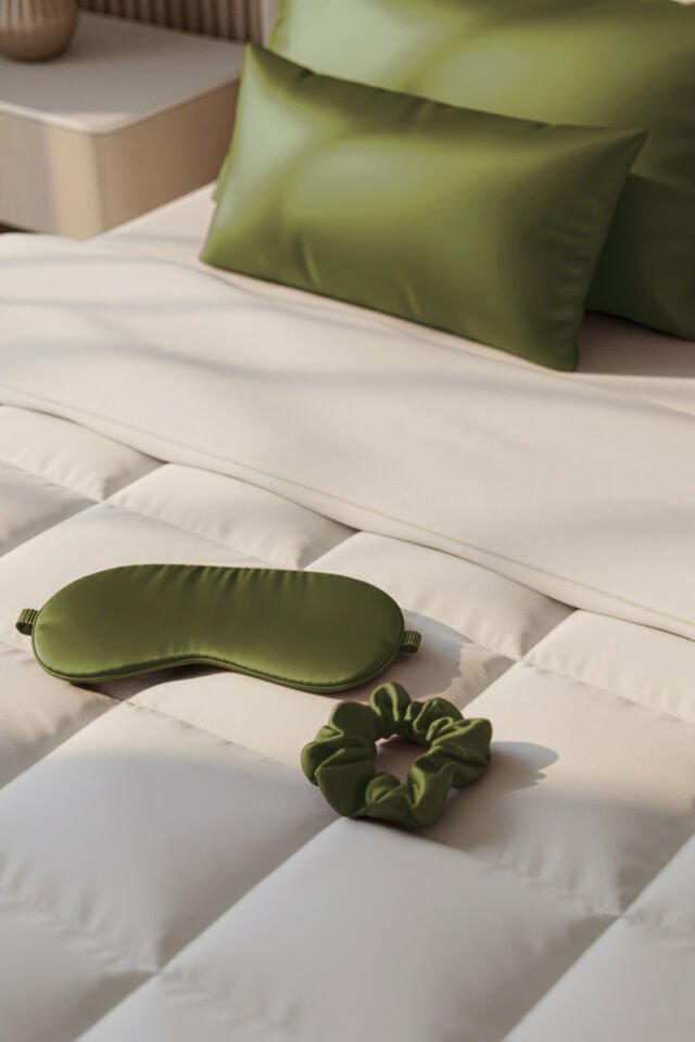 %100 İpek Yastık Kılıfı 50x70 cm - HAKİ YEŞİLİ