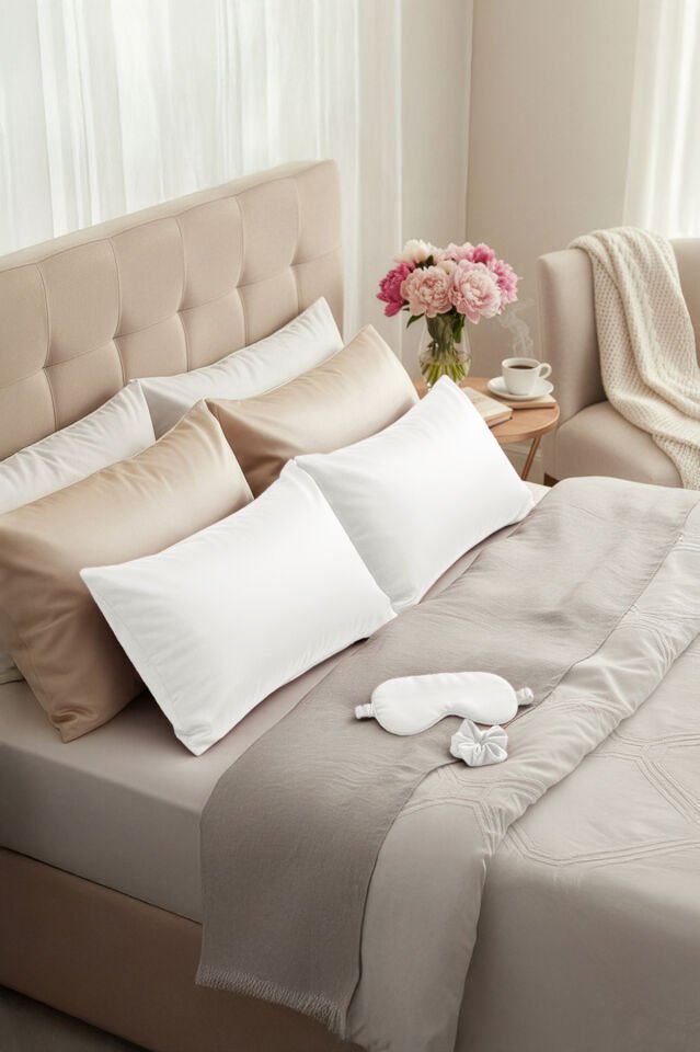 %100 İpek Yastık Kılıfı 50x70 cm - KAR BEYAZ