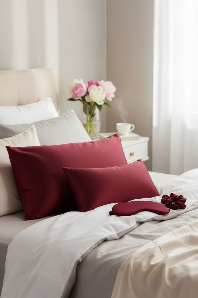 %100 İpek Yastık Kılıfı 50x70 cm - BAYRAK KIRMIZI