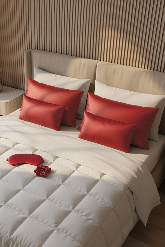 LİVA SİLK %100 Dut İpeği Saç Tokası -  VALENTINO KIRMIZI