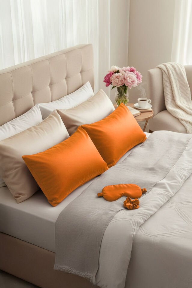 LİVA SİLK %100 Dut İpeği Saç Tokası -  ORANGE PORTAKAL