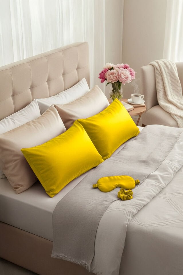 LİVA SİLK %100 Dut İpeği Saç Tokası -  SARI