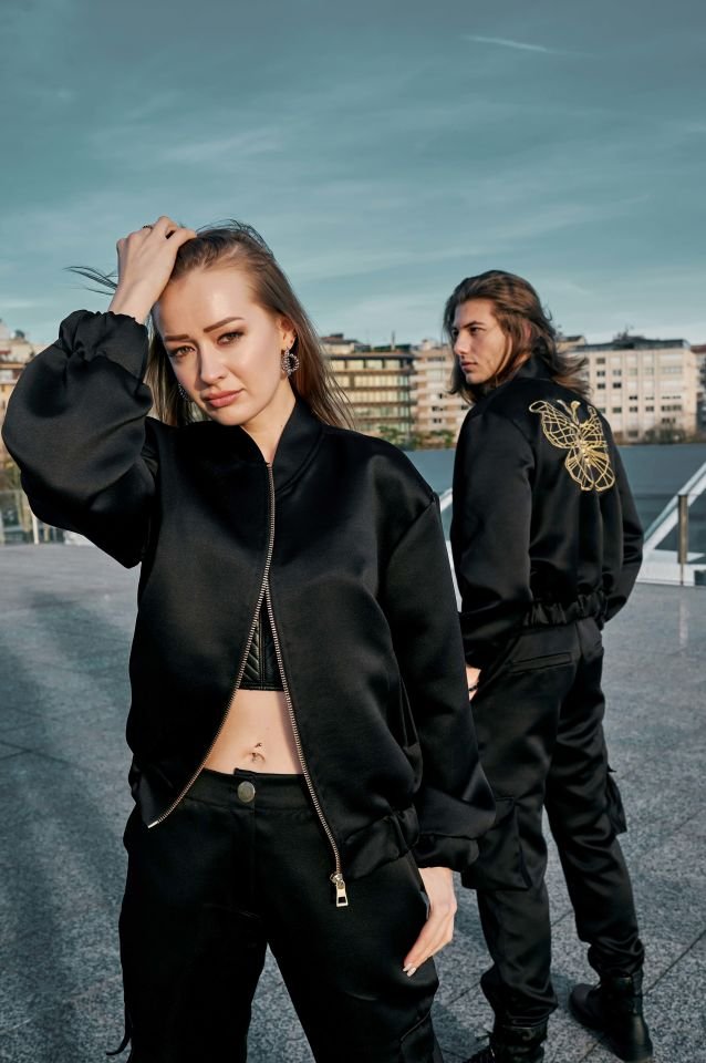 Bomber Gold Embroidered Dolce Jacket Cargo Pants Set L