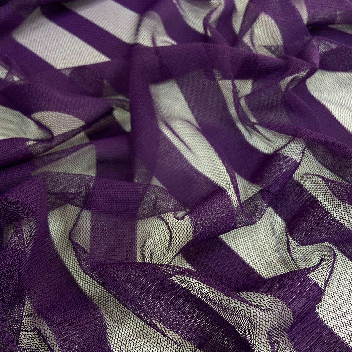 Ткань тюля Zebra 1 метр сливового цвета (col-12)