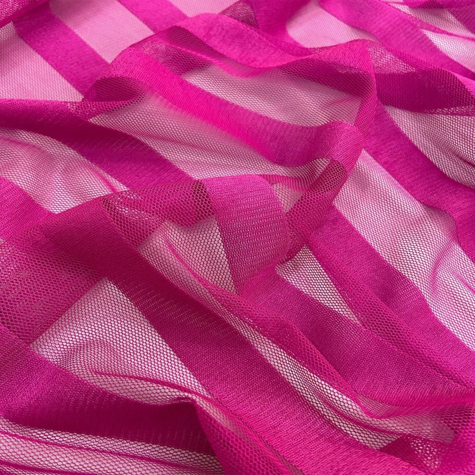 Ткань тюля зебры длиной 1 метр цвета фуксии (col-15)
