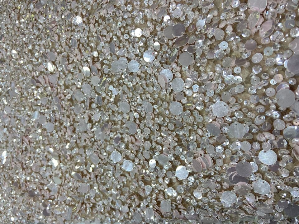 Luxury Planet Handmade Embrodery 1 Metre Pink Kumaş(col-01)