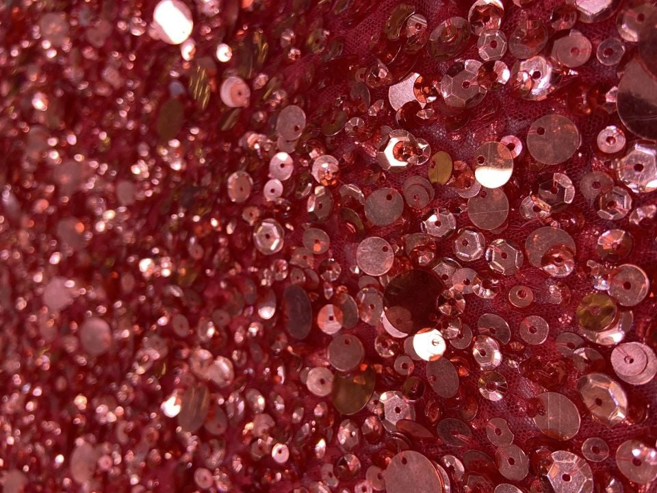 Luxury Planet Handmade Embrodery 1 Metre Red Kumaş(col-03)