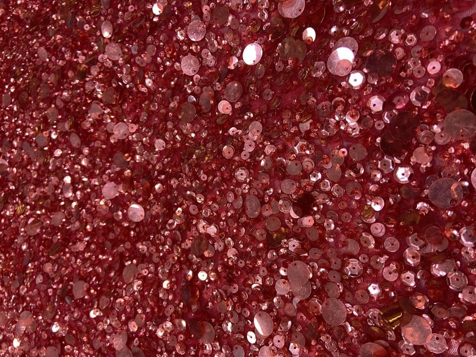 Luxury Planet Handmade Embrodery 1 Metre Red Kumaş(col-03)