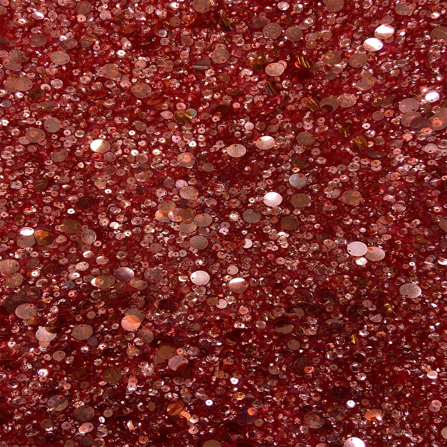 Luxury Planet Handmade Embrodery 1 Metre Red Kumaş(col-03)